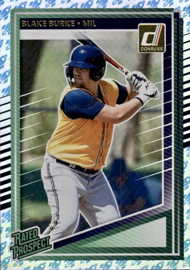 Trosky alumnus batting on a professional baseball prospect card