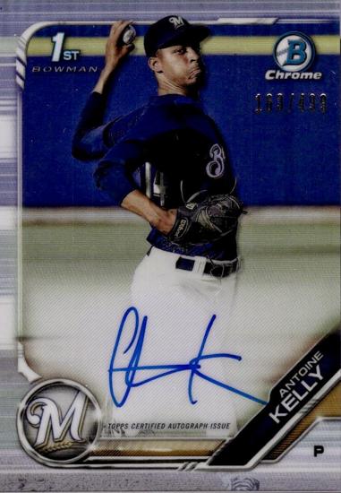 Trosky alumnus pitching on a signed professional baseball card