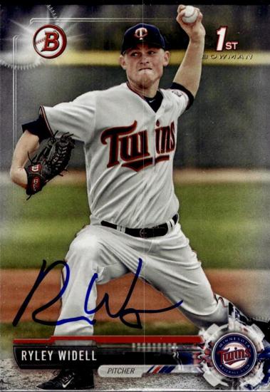 Trosky alumnus pitching on a signed professional baseball card