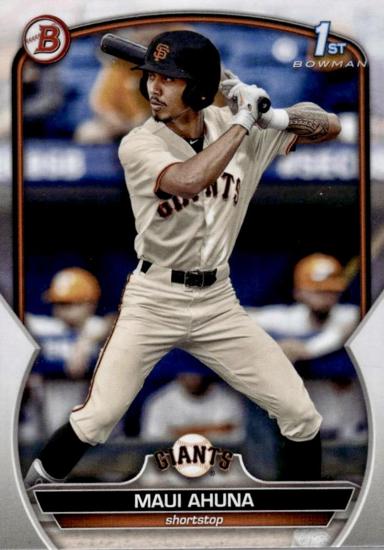 Maui Ahuna batting on a professional baseball card