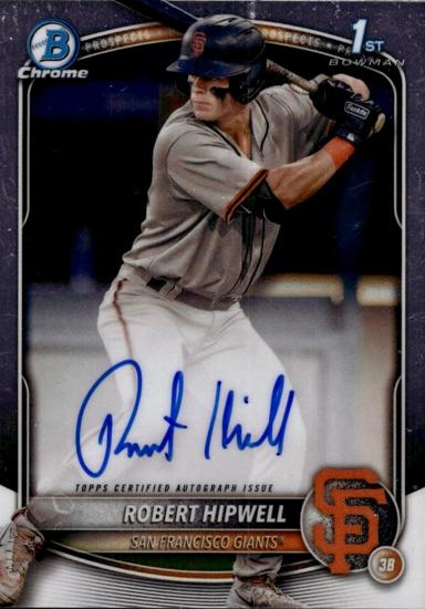 Robert Hipwell batting on a signed professional baseball card