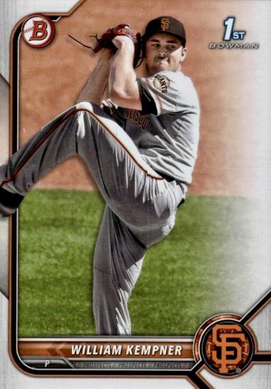 William Kempner pitching on a professional baseball card